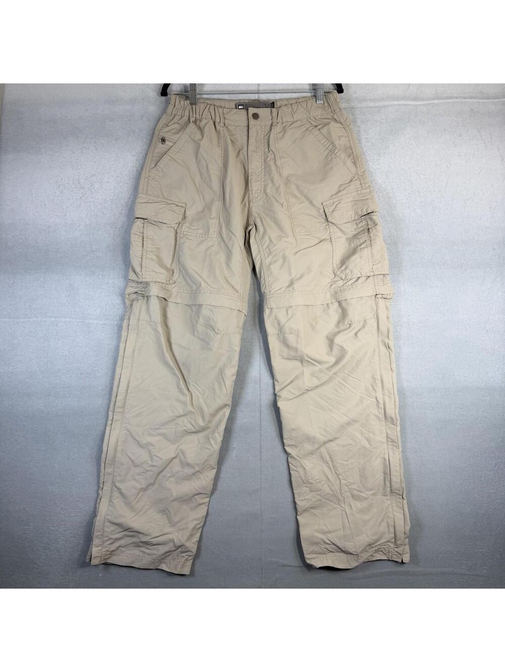 REI Sahara Convertible Pants Men’s Medx32 Beige Lightweight Hiking Outdoor Cargo